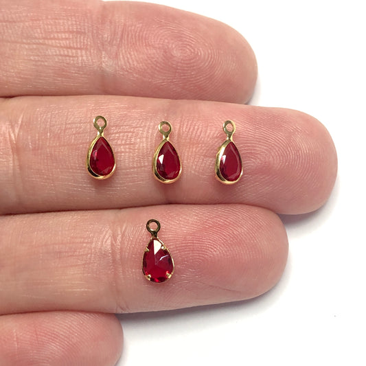 Gold Plated Zircon Stone Drop Shaking - Red