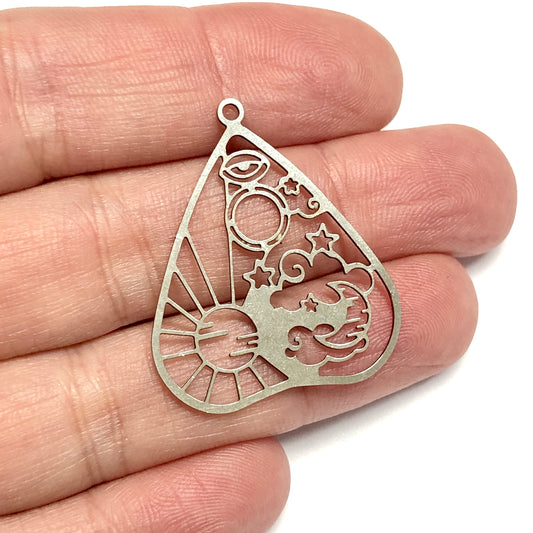 Paslanmaz Çelik, Kalp Şans Kolye ucu (Stainless Steel Celestial Heart Pendant)