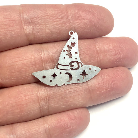 Paslanmaz Çelik, Cadı Şapkası Kolye ucu (Stainless Steel Witch Hat Pendant)