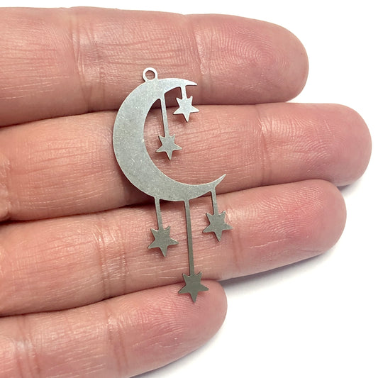 Stainless Steel Moon and Star Pendant (Stainless Steel Moon and Stars Pendant)