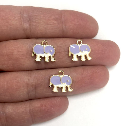 Vergoldete, zweifarbige Elefanten-Schaukelhalterung aus Emaille - Flieder