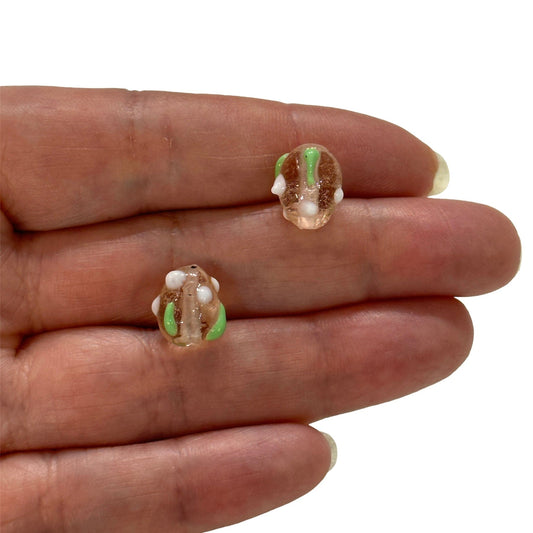 Small Strawberry Glass Beads -Transparent