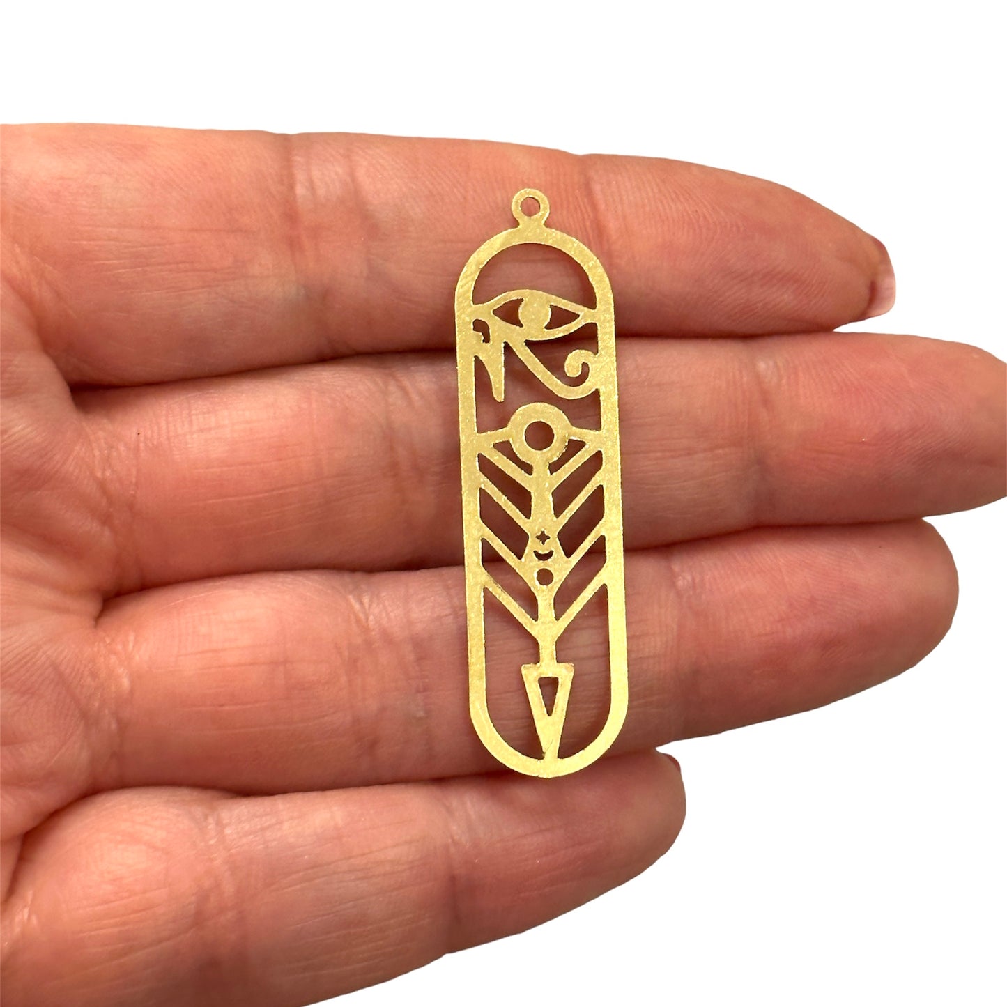 Ham Pirinç Mısır Sembolleri (Raw Brass Egyptian Bart Charm,Laser Cut Egyptian Bar Charm)