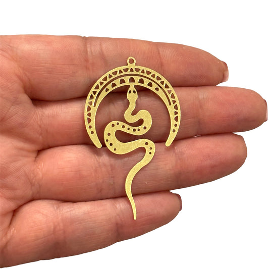 Ham Pirinç Yılan Kolye Ucu (Raw Brass Snake Charm,Laser Cut Snake Charm)