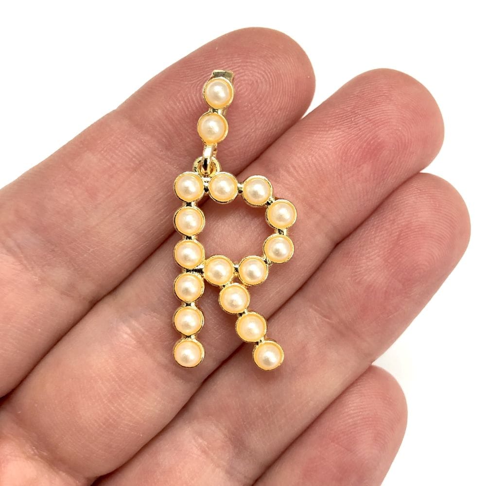 3MM Gold Plated Pearl Letter Pendant