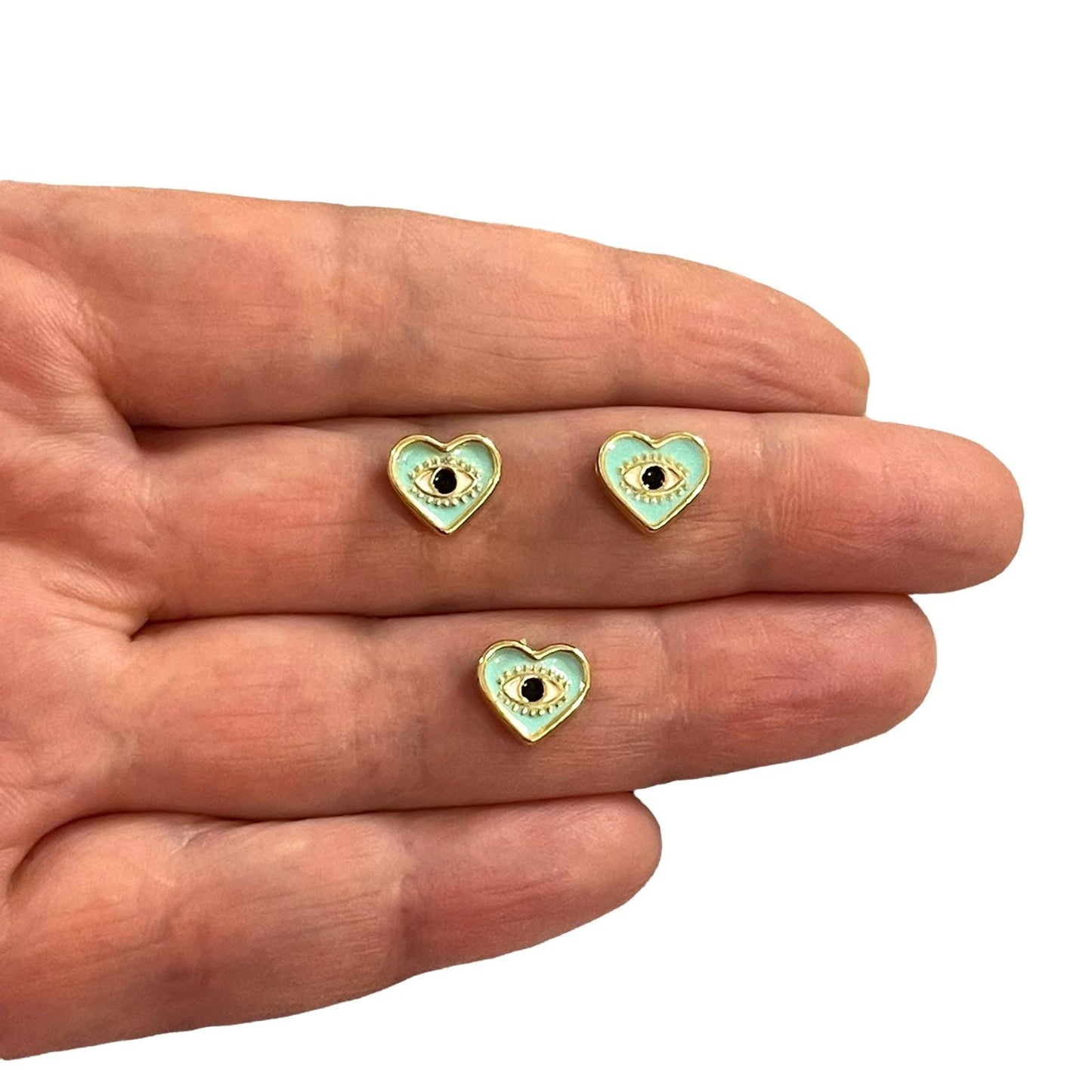 Vergoldeter doppelseitiger Herzeinsatz aus Emaille - Minze
