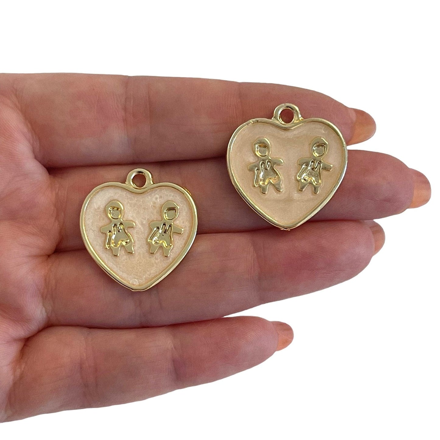 Gold Plated Mother of Pearl Enamel Heart Pendant