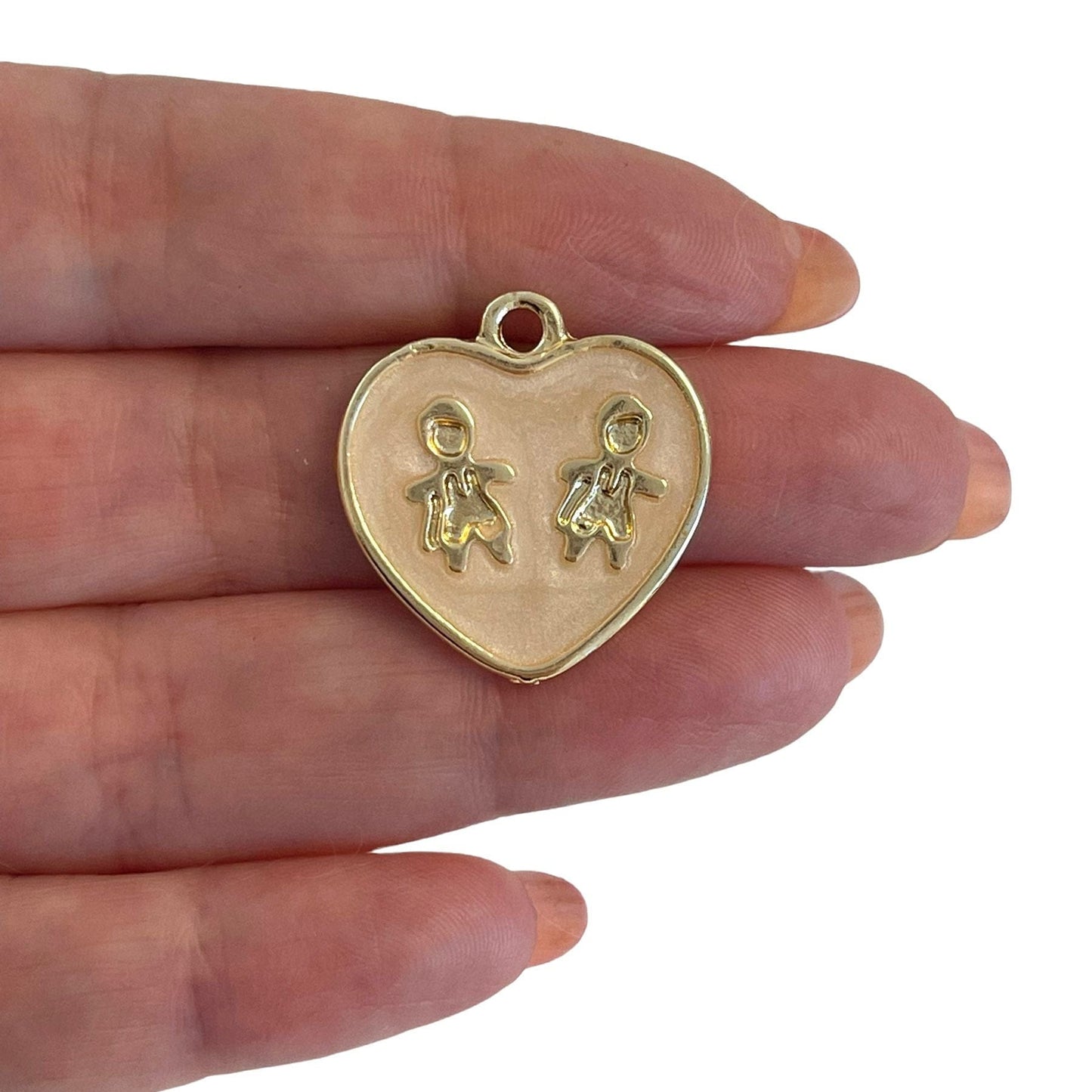 Gold Plated Mother of Pearl Enamel Heart Pendant