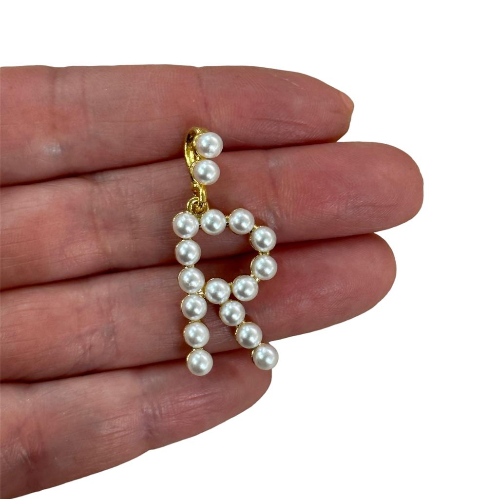 Gold Plated Pearl Letter Pendant