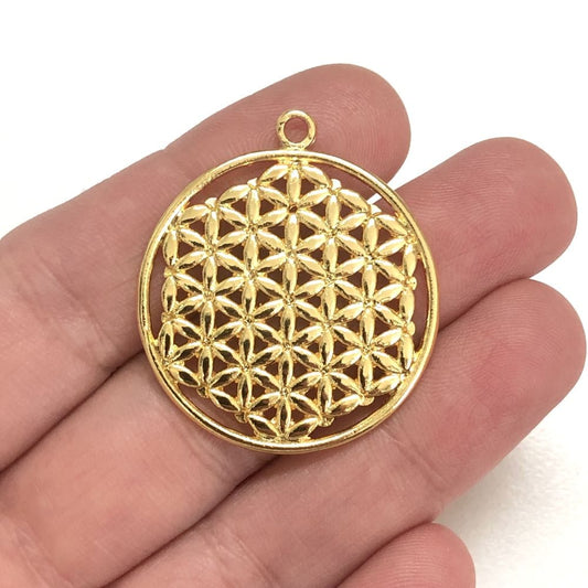 Gold Plated Flower of Life Pendant -3