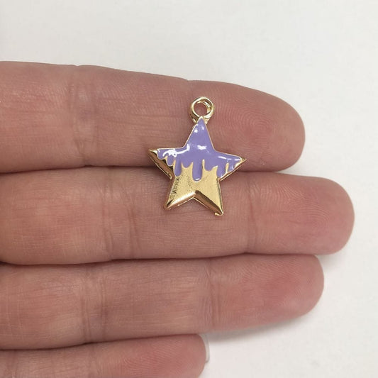 Gold Plated Enamel Wavy Star - Lilac