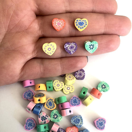 Polymer Clay (Fimo) Mixed Color Floral Heart