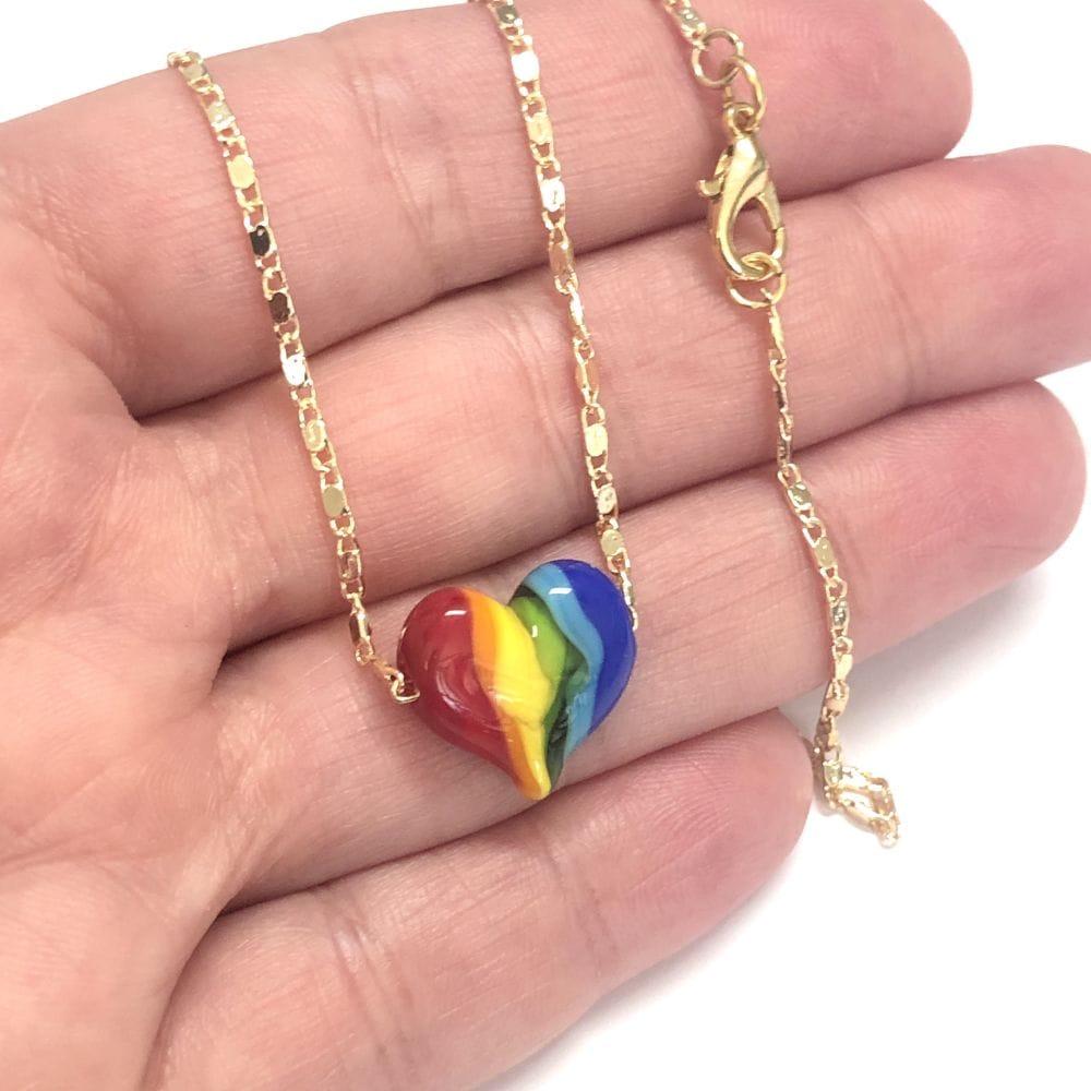 Murano Glass Rainbow Heart - 1