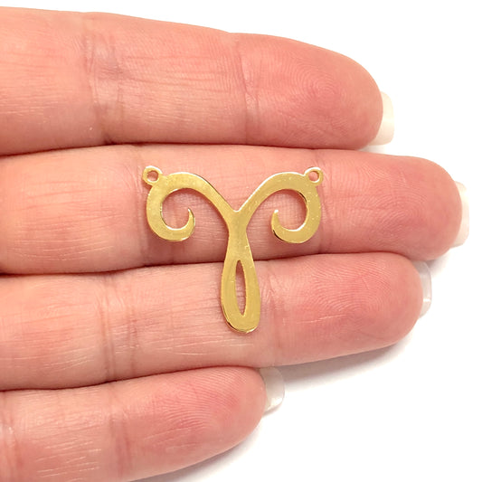 Pirinç Üzeri Altın Kaplama Çift Kulplu Burç Sembolü Kolye Ucu