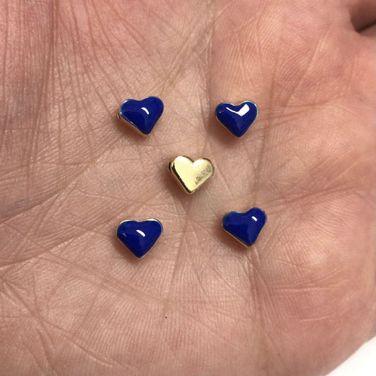Gold Plated Enamel Heart Apparatus Navy Blue