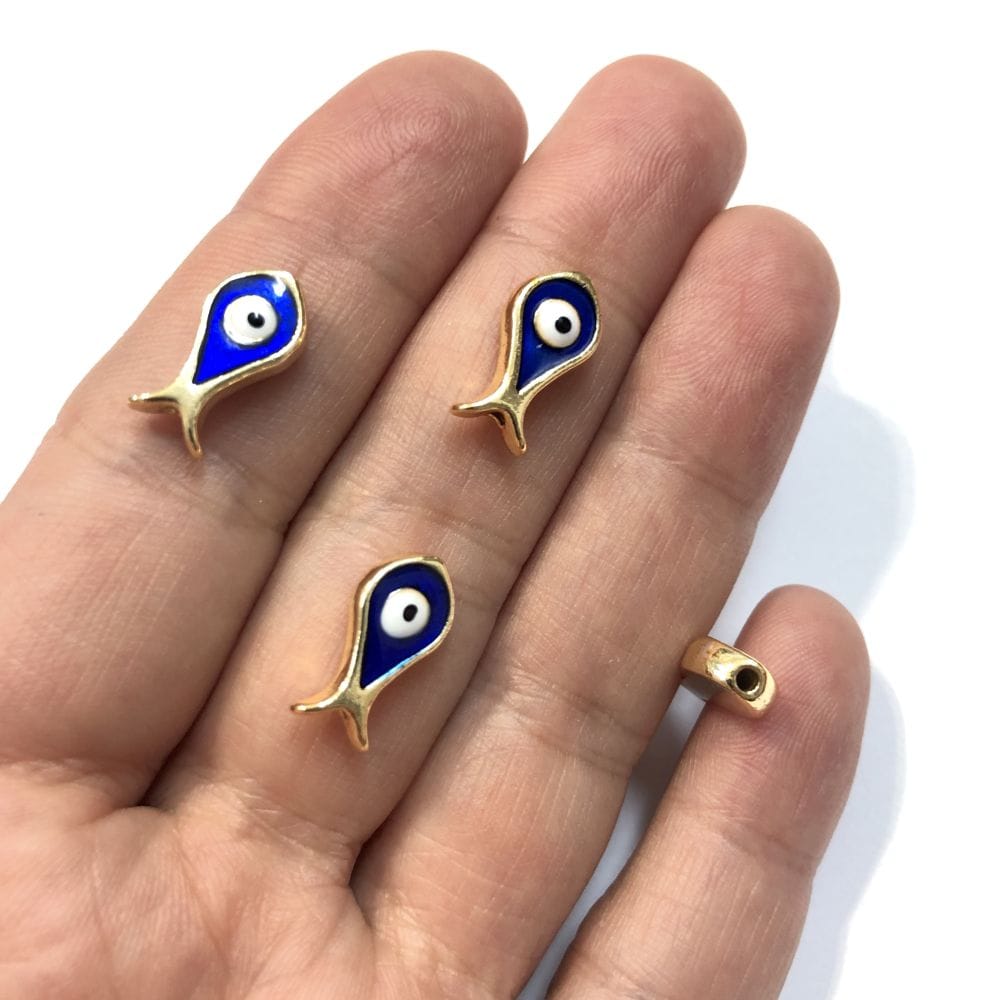 Gold Plated Enamel Fish Dipper - Navy Blue