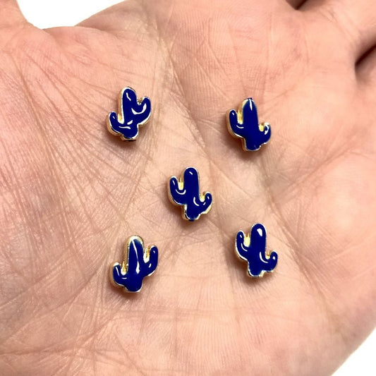 Vergoldeter Emaille-Kaktus-Einsatz - Marineblau