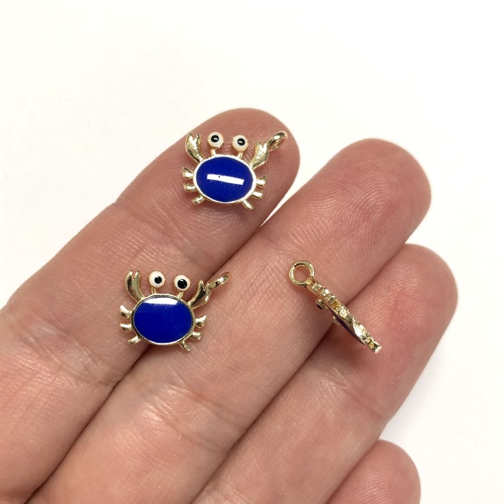 Gold Plated Enamel Crab Rocking Attachment - Navy Blue