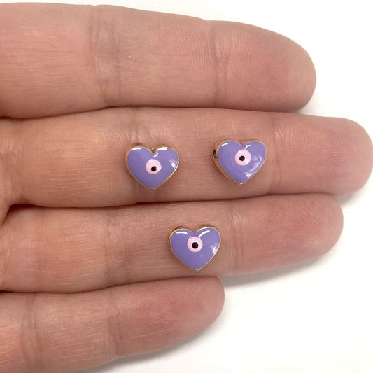 Vergoldetes Emaille-Herz 10 mm Lila