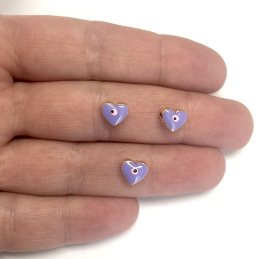 Gold Plated Enamel Heart 8 mm Lilac