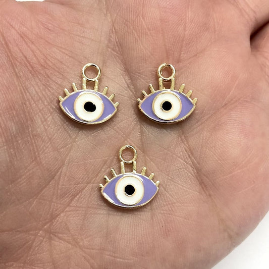 Vergoldeter Emaille Evil Eye Schüttelapparat - Flieder