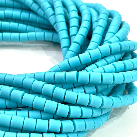 Polymer Clay Lino Beads - 36 Blue