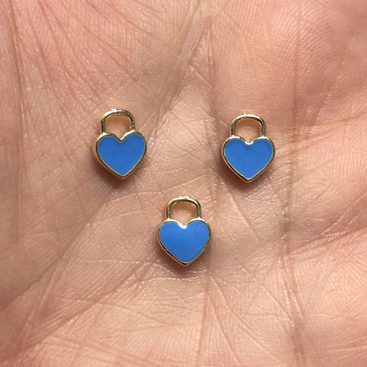 Gold Plated Enamel Mini Heart Shaking Apparatus - Blue