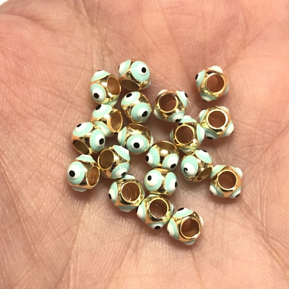 Gold Plated Enameled 3.5x5mm Evil Eye Apparatus- mint
