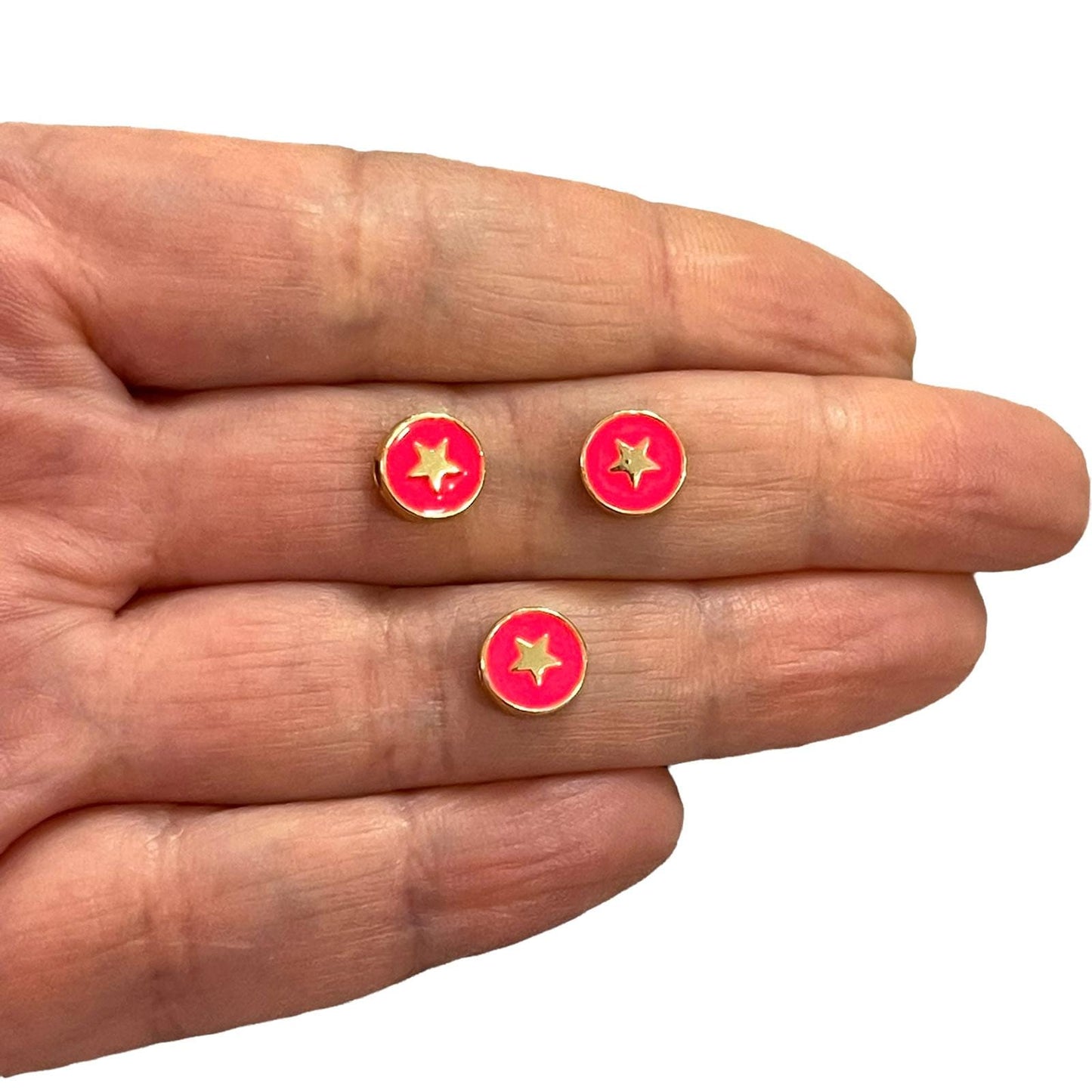 Gold Plated Enamel Star Tool - Neon Pink