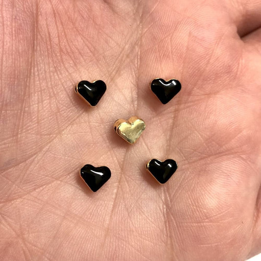 Gold Plated Enamel Heart Apparatus Black