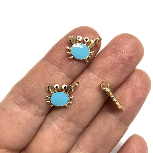 Gold Plated Enamel Crab Rocking Attachment - Turquoise