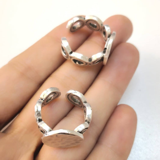 Antique Silver Plated Brass Ring - 30