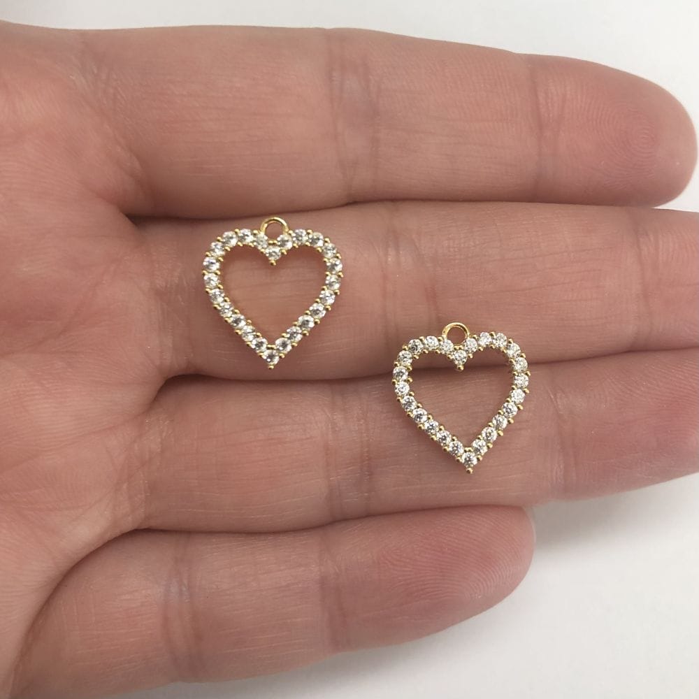 Gold Plated Zircon Stone 15x16mm heart